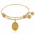 Expandable Yellow Tone Brass Bangle with Initial C Symbol