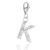 Letter K Crystal Charm with White Tone Crystal Accents in Sterling Silver