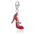 High Heel Shoe Charm with Red Enameling in Sterling Silver