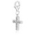 Cross White Tone Crystal Encrusted Charm in Sterling Silver