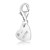 1 Mom Heart White Tone Crystal Accented Charm in Sterling Silver