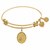 Expandable Yellow Tone Brass Bangle with Initial J Symbol