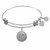 Expandable White Tone Brass Bangle with Peace Universal Tranquility Symbol