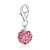 Round June Birthstone Charm with Pink Crystal Accents in Sterling Silver