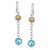 Round Blue Topaz Accented Dangling Earrings in 18K Yellow Gold and Sterling Silver