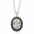 Oval Rock Crystal, Black Sapphire, and Diamond Crucifix  Pendant in 18K Yellow Gold and Sterling Silver (.05ct tw)