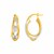 14k Two Tone Gold Three Part Shiny and Textured Oval Hoop Earrings