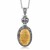 Vintage Style Oval Hammered Pendant in 18k Yellow Gold and Sterling Silver