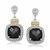 Cushion Black Onyx and Diamond Drop Earrings in 18k Yellow Gold and Sterling Silver (.05cttw) 