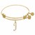 Expandable Yellow Tone Brass Bangle with J Symbol with Cubic Zirconia