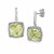 Green Amethyst and white Sapphires Fleur De Lis Drop Earrings in Sterling Silver