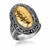 Oval Hammered Vintage Style Ring in 18k Yellow Gold and Sterling Silver