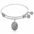 Expandable White Tone Brass Bangle with Tennis Symbol