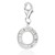 Letter O Charm with White Tone Crystal Accents in Sterling Silver