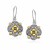 Floral Shape Textured Drop Earrings in 18k Yellow Gold and Sterling Silver