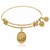 Expandable Yellow Tone Brass Bangle with Initial H Symbol