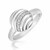 Round Diamond Embellished Ripple Style Ring in Rhodium Plated Sterling Silver (.02 ct t.w.)