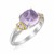 Square Amethyst Ring with Diamonds in 18k Yellow Gold and Sterling Silver