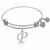 Expandable White Tone Brass Bangle with P Symbol with Cubic Zirconia