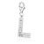 Letter L White Tone Crystal Accented Charm in Sterling Silver