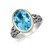 Oval Milgrained Blue Topaz Ring in 18k Yellow Gold and Sterling Silver