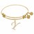 Expandable Yellow Tone Brass Bangle with Y Symbol with Cubic Zirconia