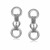 Ring and Barrel Bead Chain Dangling Earrings in Rhodium Plated Sterling Silver