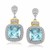 Drop Earrings with Sky Blue Topaz and Diamond Accents in 18k Yellow Gold and Sterling Silver (.05cttw) 