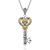 Ornate Key Pendant in 14K Yellow Gold & Sterling Silver