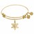 Expandable Yellow Tone Brass Bangle with Snowflake Symbol with Cubic Zirconia