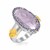 Oval Amethyst Fleur De Lis Ring in 18k Yellow Gold and Sterling Silver