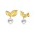 Pearl Drop Earrings with Cherry Leaf in 14K Yellow Gold