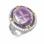 Fleur De Lis Carved Oval Amethyst Ring in 18K Yellow Gold and Sterling Silver