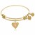 Expandable Yellow Tone Brass Bangle with Pink Enamel Baby Foot Print Symbol