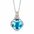 Blue Topaz and Diamond Embellished Fleur De Lis Motif Cushion Pendant in 18k Yellow Gold and Sterling Silver (.09 cttw)