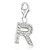 Letter R White Tone Crystal Embellished Charm in Sterling Silver