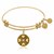 Expandable Yellow Tone Brass Bangle with Pearl June Symbol