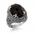 Oval Black Onyx Accented Vintage Style Ring in 18K Yellow Gold and Sterling Silver