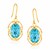 Oval Blue Topaz Drop Earrings in 14K Yellow Gold