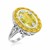 Oval Crucifix Motif Ring with Lemon Quartz, Yellow Sapphire, and Diamonds in 18K Yellow Gold and Sterling Silver