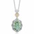 Oval Green Amethyst and Diamond Embellished Fleur De Lis Design Pendant in 18k Yellow Gold and Sterling Silver (.03 cttw)