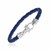 Dark Blue Tone Woven Leather Bracelet in Sterling Silver