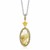 Oval Golden Rutilated Quartz and Citrine Fleur De Lis Pendant in 18k Yellow Gold and Sterling Silver