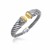 Diamond Accented Tapered Style Cable Open Cuff in 18k Yellow Gold and Sterling Silver (.11 cttw)