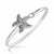 Diamond Cut Starfish Design Bangle in Rhodium Plated Sterling Silver