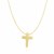 Flat Rounded Style Cross Necklace in 14K Yellow Gold