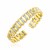 14k Two Tone Gold Cuff Bangle with Polished Bars and Diamonds