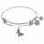 Expandable White Tone Brass Bangle with Purple CZ Butterfly Symbol