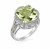 Green Amethyst and Diamond Adorned Fleur De Lis Cushion Ring in 18k Yellow Gold and Sterling Silver (.09 cttw)