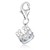 Crown Charm with Multi Tone Crystal Embellishments in Sterling Silver